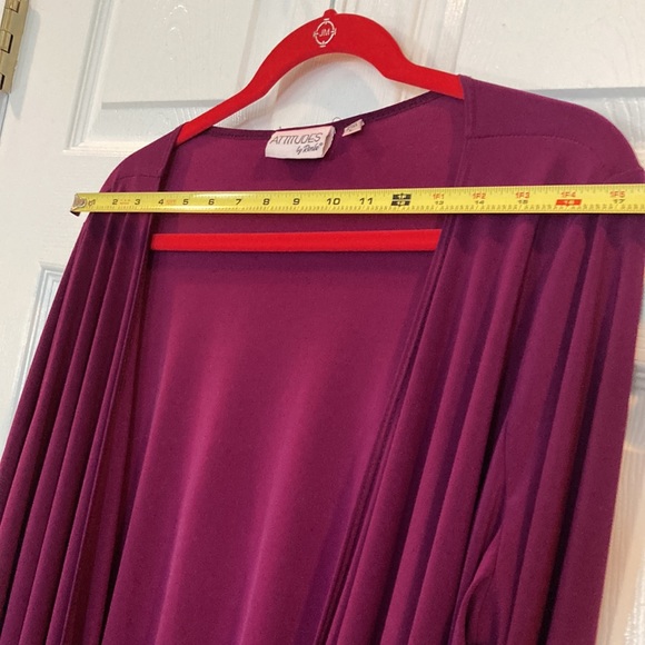 Women's Purple Wrap Around Knit Top/Blouse By Attitudes by Renee. Size L - Picture 6 of 10